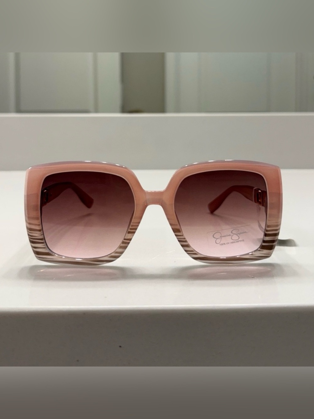 Jessica Simpson blush Nude Pink Ombre Square Gradient Sunglasses J6251 NWT